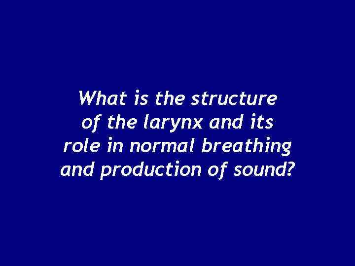 What is the structure of the larynx and its role in normal breathing and