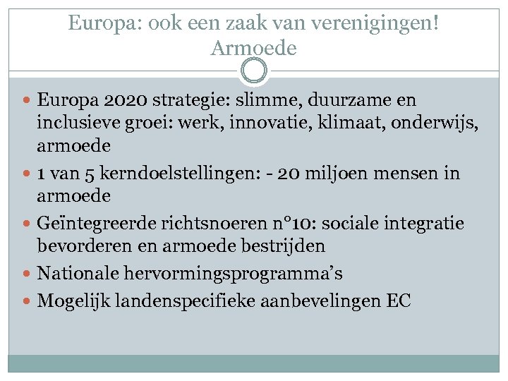 Europa: ook een zaak van verenigingen! Armoede Europa 2020 strategie: slimme, duurzame en inclusieve