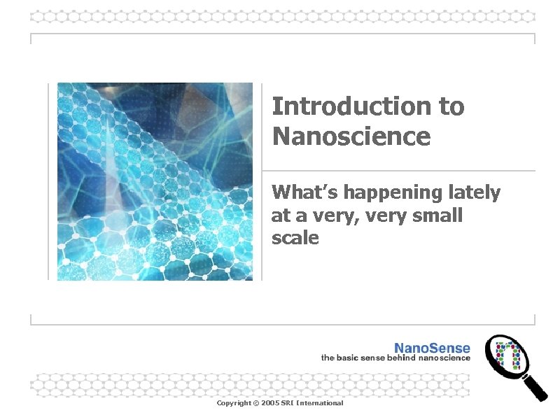 Introduction to Nanoscience What’s happening lately at a very, very small scale Copyright ©