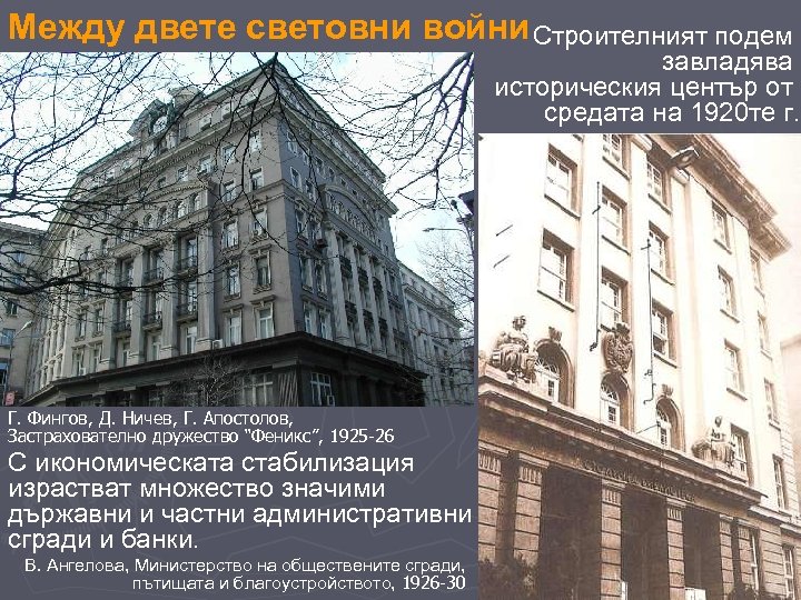 Между двете световни войни Строителният подем завладява историческия център от средата на 1920 те