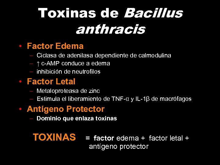 Toxinas de Bacillus anthracis • Factor Edema – Ciclasa de adenilasa dependiente de calmodulina