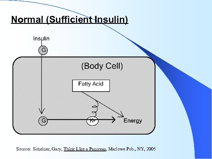 Normal (Sufficient Insulin) Source: Scheiner, Gary, Think Like a Pancreas, Marlowe Pub. , NY,