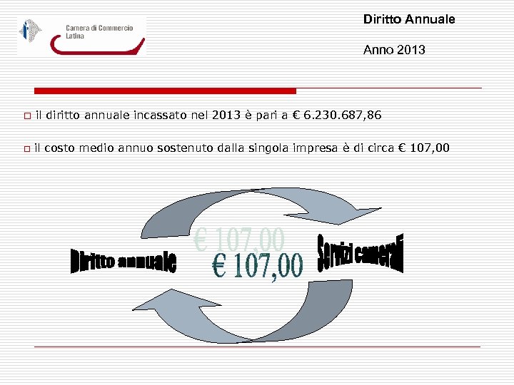 Diritto Annuale Anno 2013 o il diritto annuale incassato nel 2013 è pari a