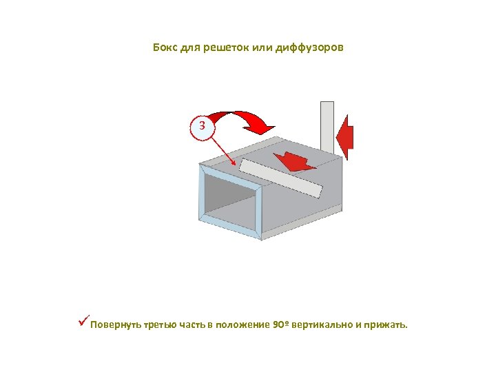 Бокс для решеток или диффузоров 3 üПовернуть третью часть в положение 90º вертикально и