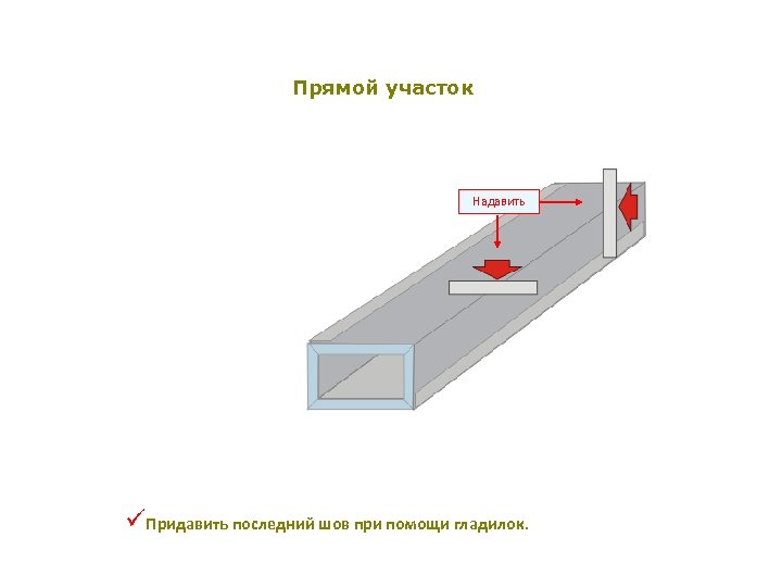 Прямой участок Надавить üПридавить последний шов при помощи гладилок. 