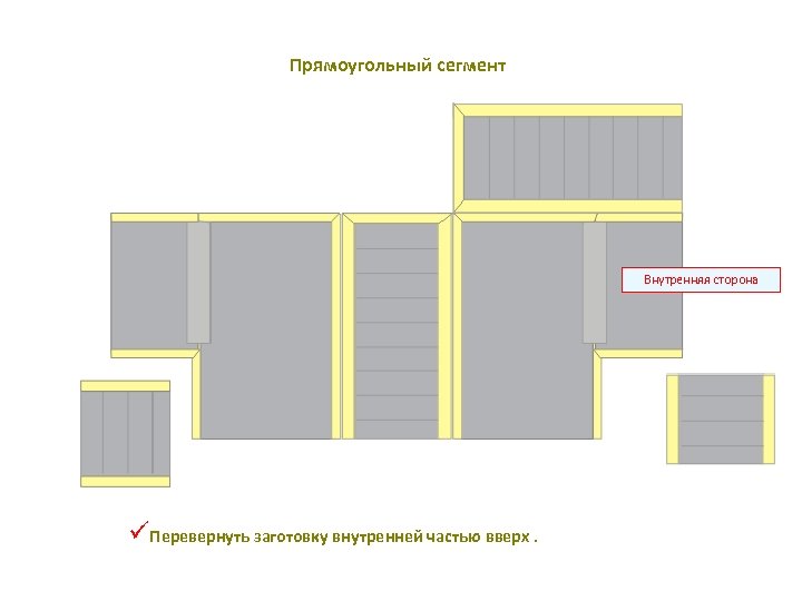 Прямоугольный сегмент Внутренняя сторона üПеревернуть заготовку внутренней частью вверх. 