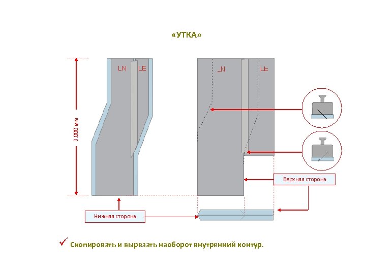 3. 000 мм «УТКА» Верхняя сторона Нижняя сторона ü Скопировать и вырезать наоборот внутренний