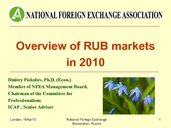 Overview of RUB markets in 2010 Dmitry Piskulov, Ph. D. (Econ. ) Member of
