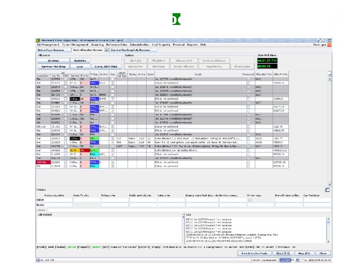 Экран планирования машин 