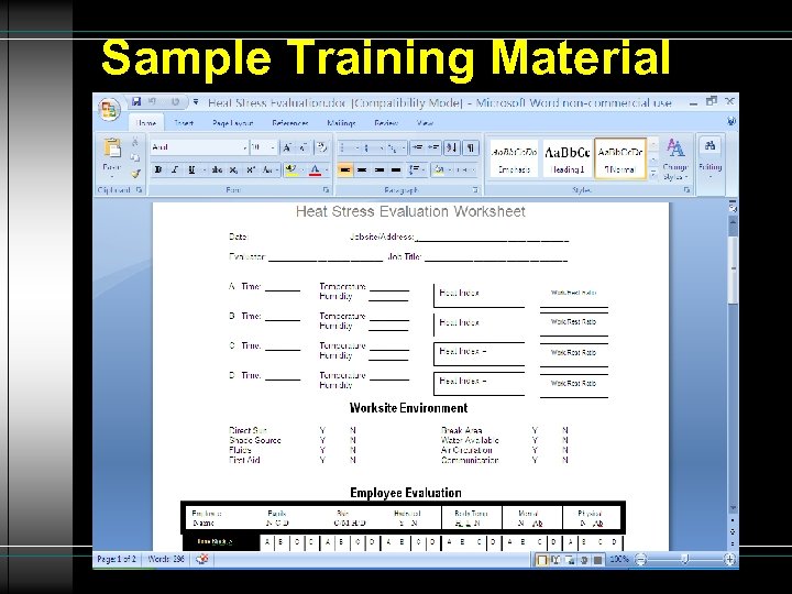 Sample Training Material 