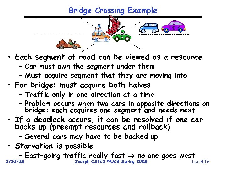 Bridge Crossing Example • Each segment of road can be viewed as a resource