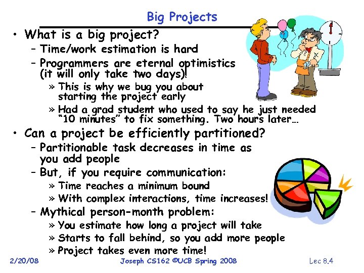 Big Projects • What is a big project? – Time/work estimation is hard –