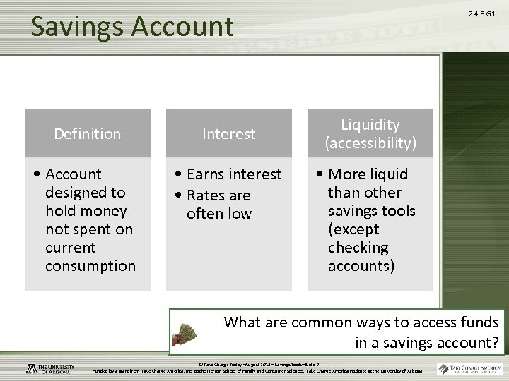 Savings Account Definition Interest • Account designed to hold money not spent on current