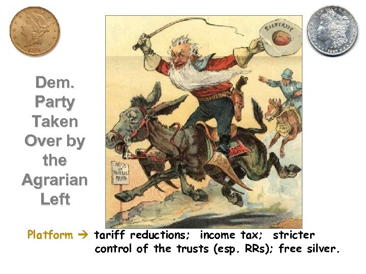 Dem. Party Taken Over by the Agrarian Left Platform tariff reductions; income tax; stricter