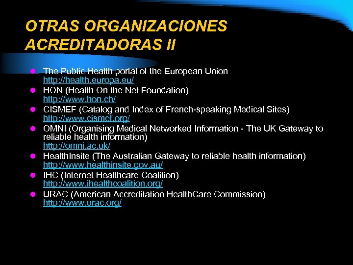 OTRAS ORGANIZACIONES ACREDITADORAS II l The Public Health portal of the European Union l