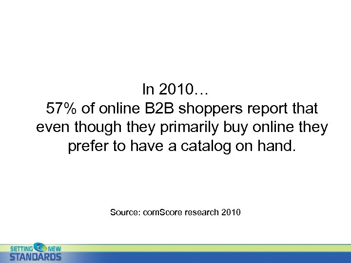 In 2010… 57% of online B 2 B shoppers report that even though they