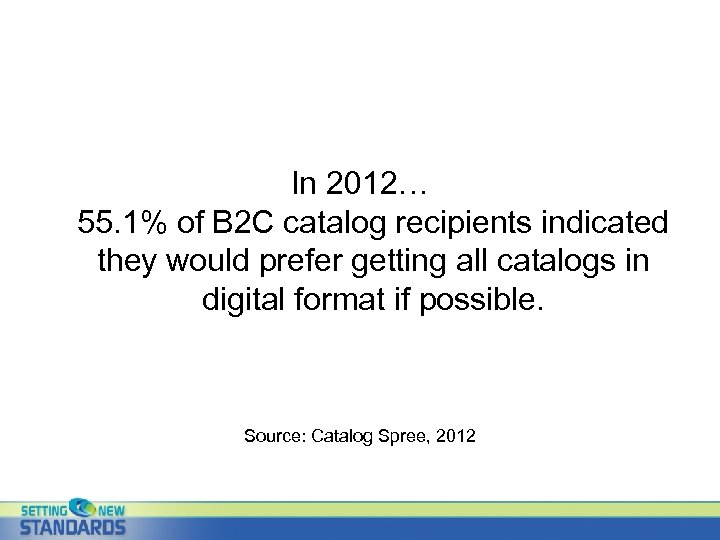 In 2012… 55. 1% of B 2 C catalog recipients indicated they would prefer
