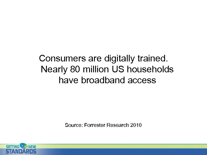 Consumers are digitally trained. Nearly 80 million US households have broadband access Source: Forrester