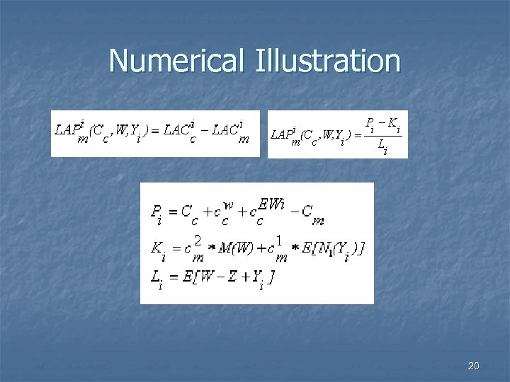 Numerical Illustration 20 