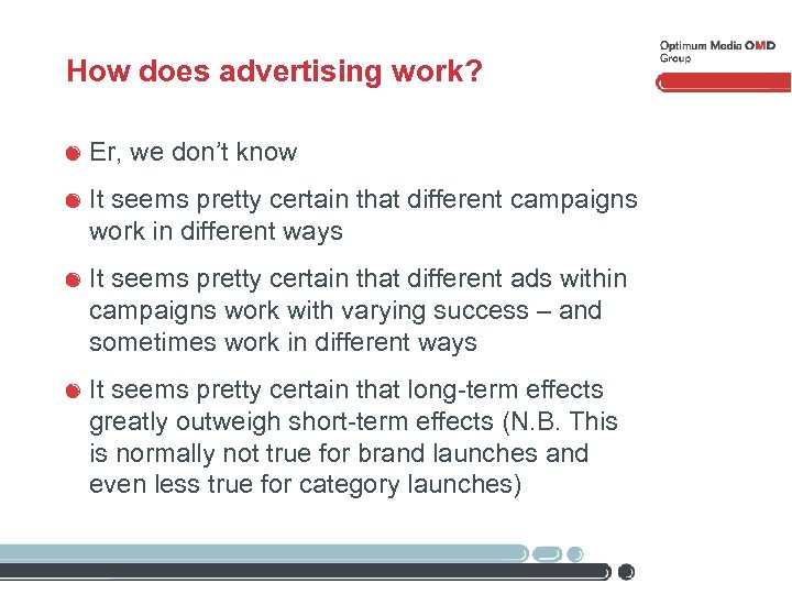 How does advertising work? Er, we don’t know It seems pretty certain that different