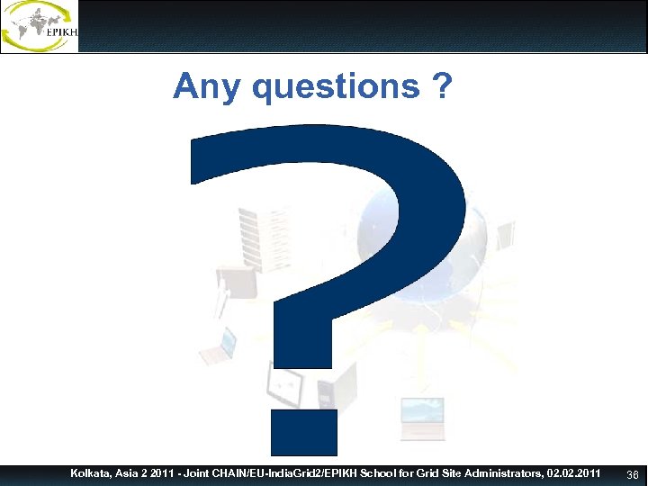 Any questions ? Thank you for your kind attention ! Kolkata, Asia 2 2011