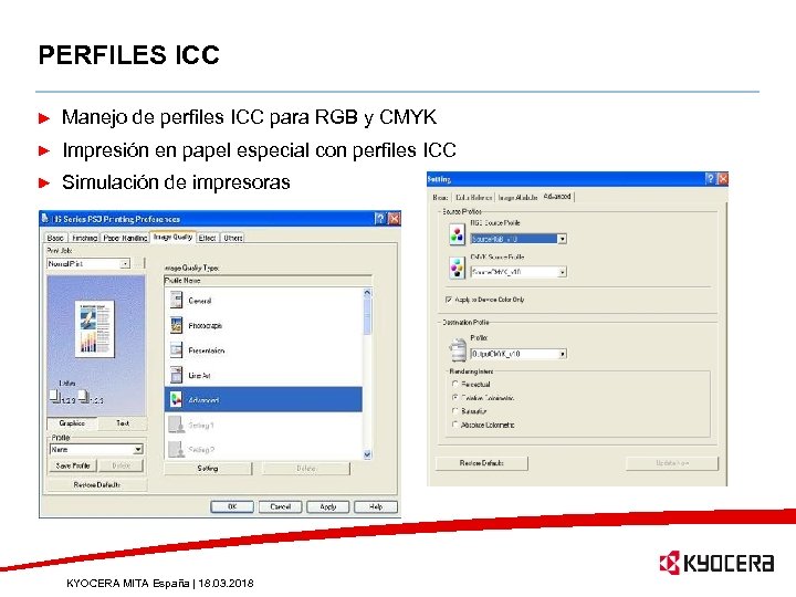 PERFILES ICC Manejo de perfiles ICC para RGB y CMYK Impresión en papel especial