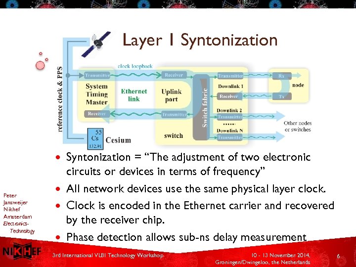 Layer 1 Syntonization = “The adjustment of two electronic circuits or devices in terms