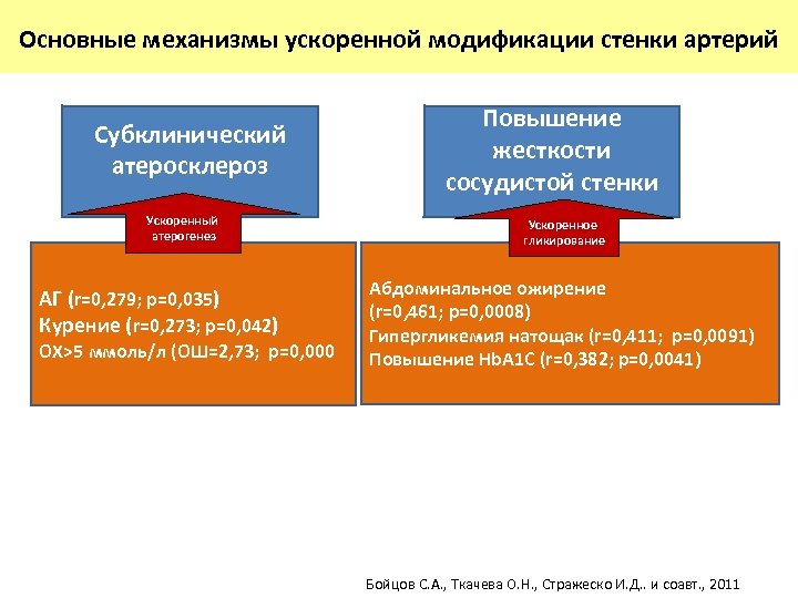 Основные механизмы ускоренной модификации стенки артерий Субклинический атеросклероз Ускоренный атерогенез АГ (r=0, 279; p=0,