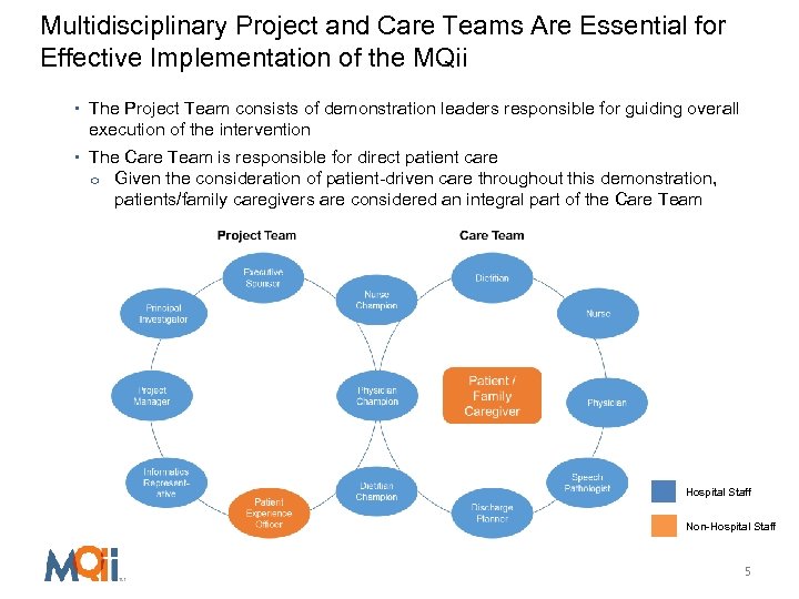 Multidisciplinary Project and Care Teams Are Essential for Effective Implementation of the MQii •