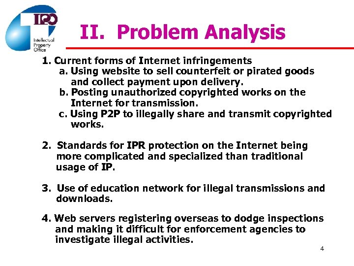 II. Problem Analysis 1. Current forms of Internet infringements a. Using website to sell