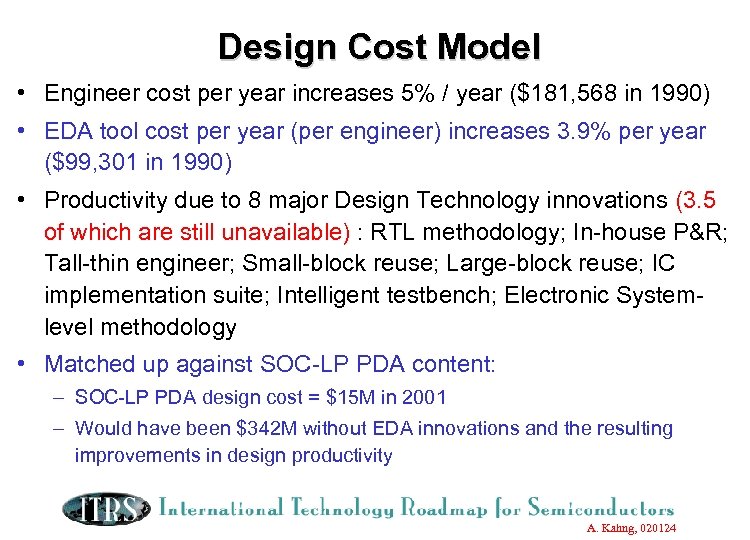 Design Cost Model • Engineer cost per year increases 5% / year ($181, 568