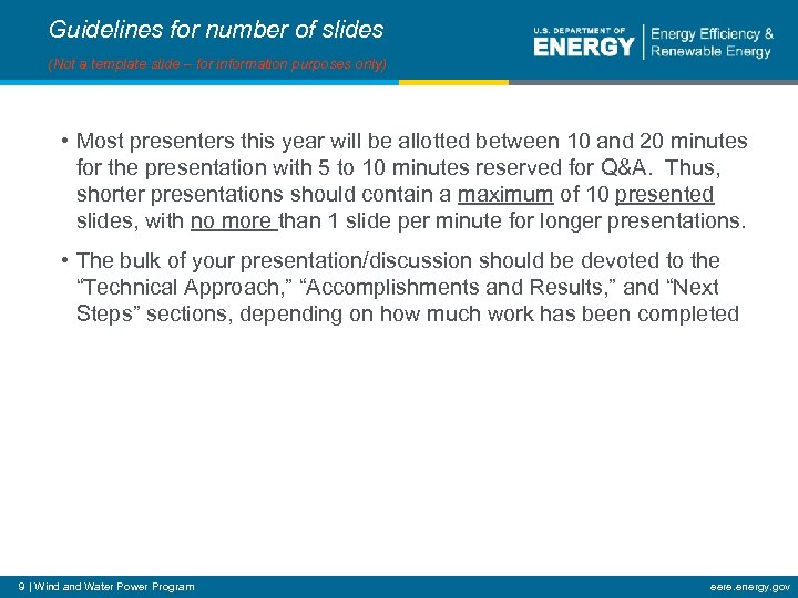Guidelines for number of slides (Not a template slide – for information purposes only)