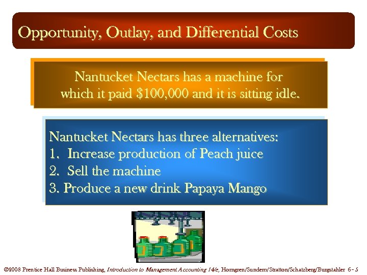 Opportunity, Outlay, and Differential Costs Nantucket Nectars has a machine for which it paid