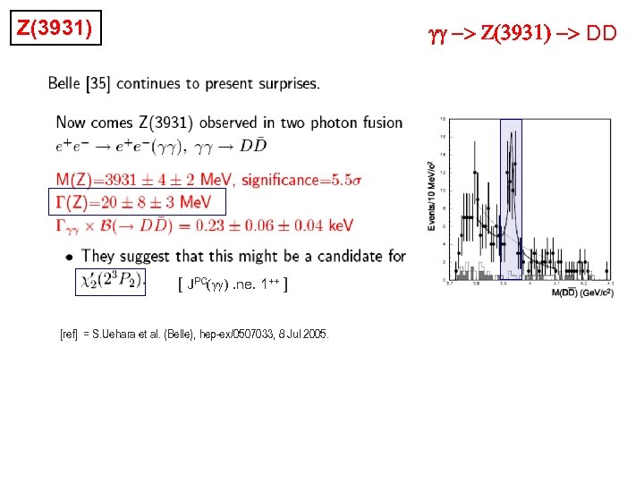 Z(3931) gg -> Z(3931) -> DD [ JPC(gg). ne. 1++ ] [ref] = S.