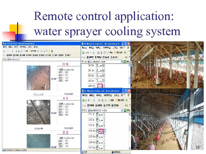 Remote control application: water sprayer cooling system 18 