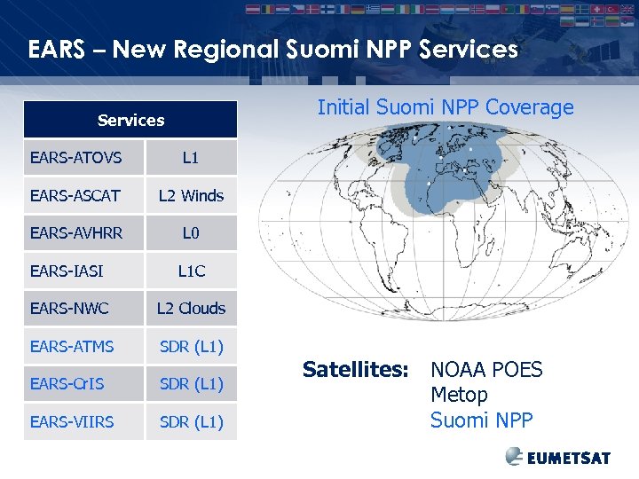EARS – New Regional Suomi NPP Services Initial Suomi NPP Coverage Services EARS-ATOVS L