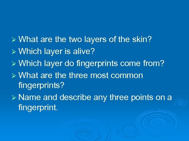 Ø What are the two layers of the skin? Ø Which layer is alive?