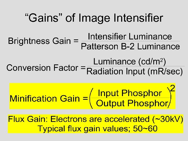 “Gains” of Image Intensifier 