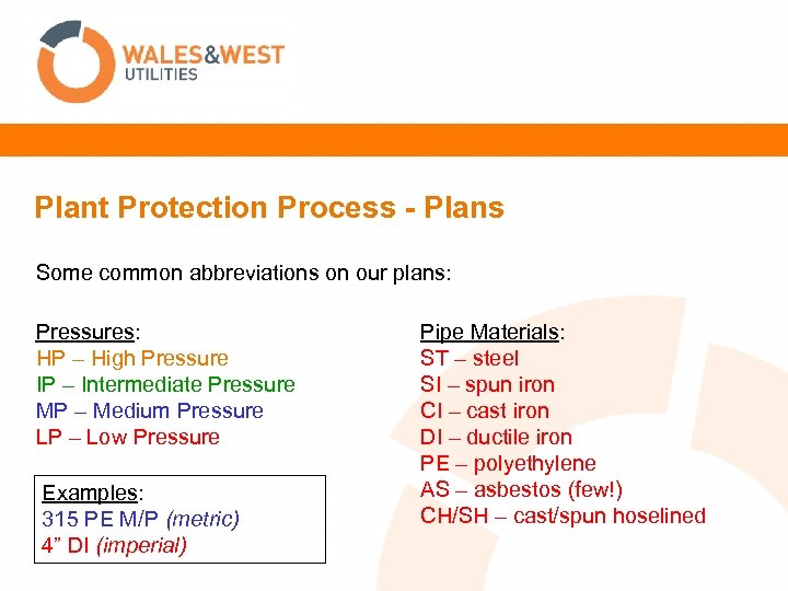 Plant Protection Process - Plans Some common abbreviations on our plans: Pressures: HP –