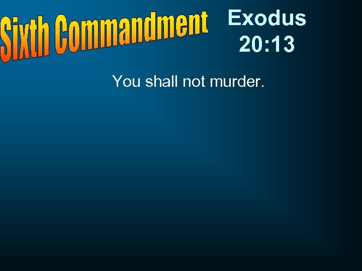 Exodus 20: 13 You shall not murder. 