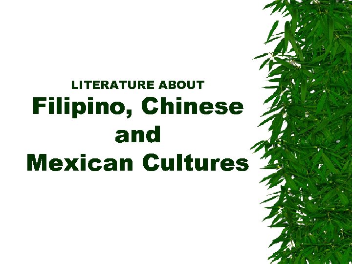 LITERATURE ABOUT Filipino, Chinese and Mexican Cultures 