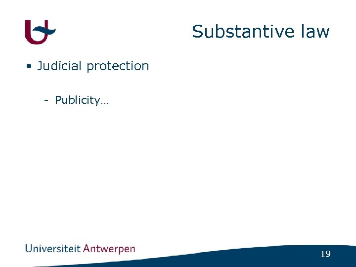 Substantive law • Judicial protection - Publicity… 19 