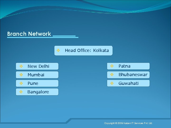 Branch Network v Head Office: Kolkata v New Delhi v Patna v Mumbai v
