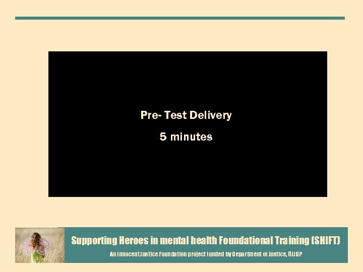 Pre- Test Delivery 5 minutes Supporting Heroes in mental health Foundational Training (SHIFT) An