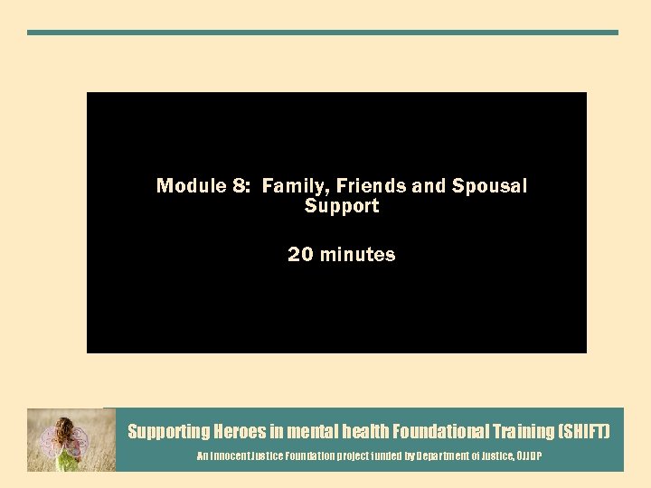 Module 8: Family, Friends and Spousal Support 20 minutes Supporting Heroes in mental health