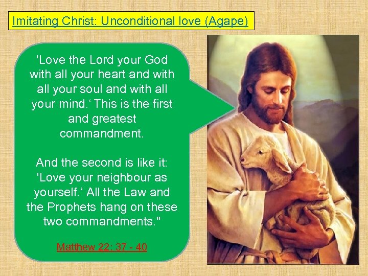 Imitating Christ: Unconditional love (Agape) 'Love the Lord your God with all your heart