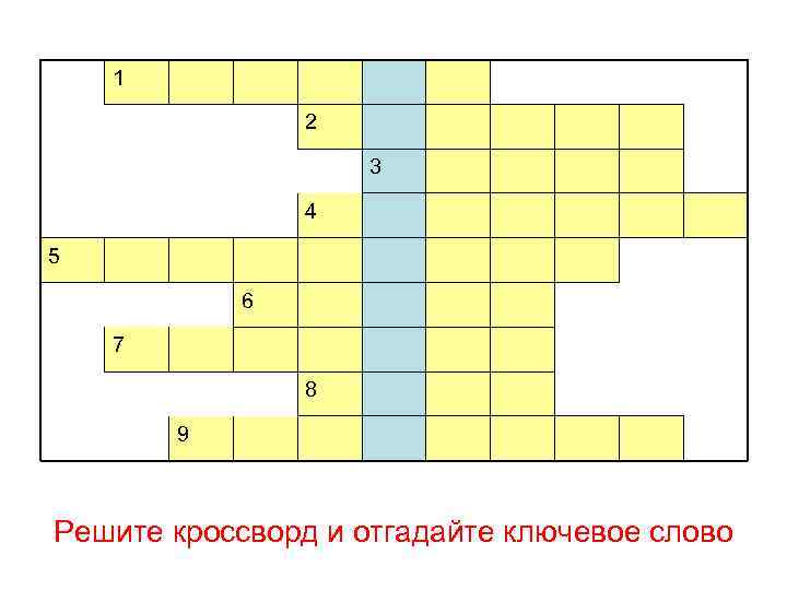 1 2 3 4 5 6 7 8 9 Решите кроссворд и отгадайте ключевое