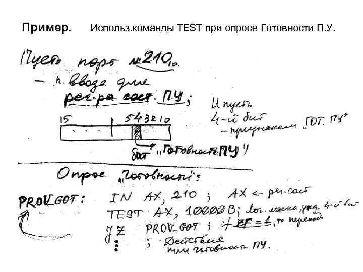 Пример. Использ. команды TEST при опросе Готовности П. У. 