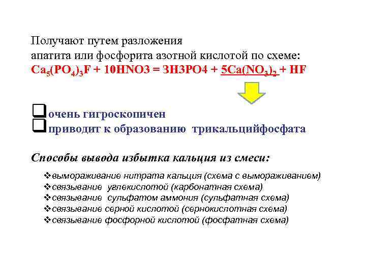 Получают путем разложения апатита или фосфорита азотной кислотой по схеме: Ca 5(PO 4)3 F