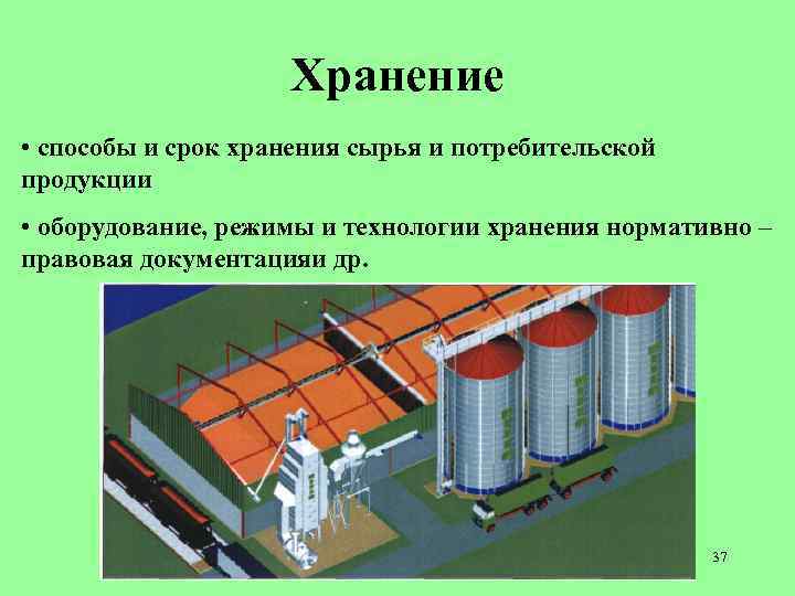 Хранение • способы и срок хранения сырья и потребительской продукции • оборудование, режимы и